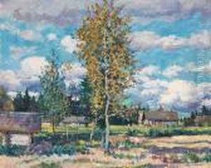 Birch Trees Against A Blue Sky by Sergey Arsenievich Vinogradov