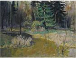 Woodland Stream by Sergey Arsenievich Vinogradov