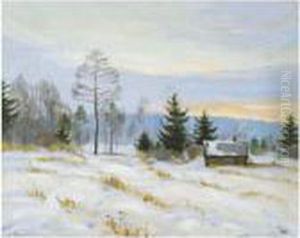 An Evening In Early Winter (blue Landscape) by Sergey Arsenievich Vinogradov