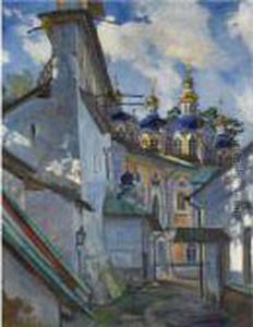 View Of The Pechera Monastery by Sergey Arsenievich Vinogradov