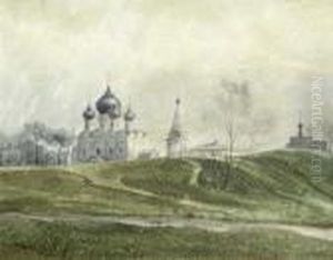 Russische Kirche In Landschaft