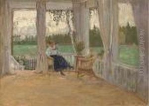 A Read On The Veranda by Sergey Arsenievich Vinogradov