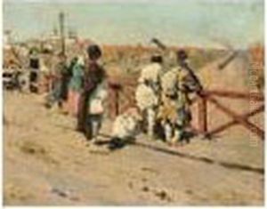 Departure Of The Great Steam Train by Sergey Arsenievich Vinogradov