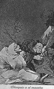 Caprichos - Plate 47: Homage to the Master by Francisco Goya Fuendetodos