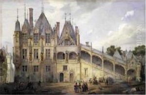 Vue De L'ancienne Chambre Des Comptes A Paris. by Eugene Viollet-Le-Duc