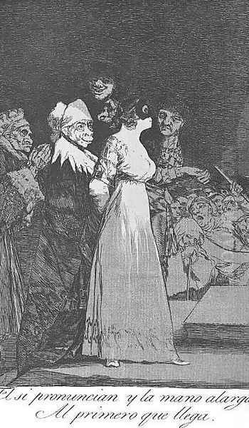 Caprichos - Plate 2: They Say Yes and Give their Hand to the First Comer - view 1