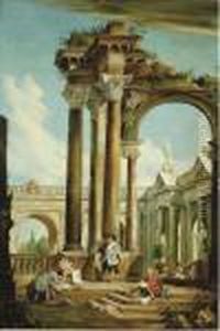 An Architectural Capriccio With Architects Drafting
