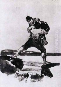 Peasant Carrying a Woman by Francisco Goya Fuendetodos