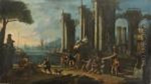 Veduta Di Un Porto Ideato Con Scene Di Genere by Nicola Viso
