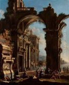 Paesaggio Costiero Con Architetture In Rovina E Miracolo Del Muto Indemoniato