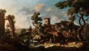 Paesaggio Fluviale Con Animali E Pastori by Nicola Viso