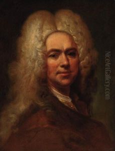 Portrait Of A Gentelman, Bust-length, In A Brown Jacket, Wearing Awig