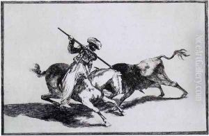 The Morisco Gazul is the First to Fight Bulls with a Lance by Francisco Goya Fuendetodos