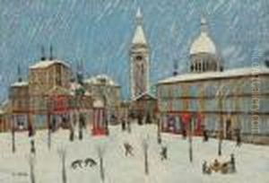 Montmartre, La Place Du Tertre Sous La Neige by Louis Vivin