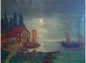 Pecheur Au Clair De Lune by Louis Vivin