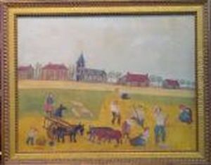 Farmers Outside Of Town by Louis Vivin