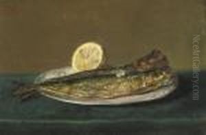 Smoked Herrings With Lemon On A Pewter Plate