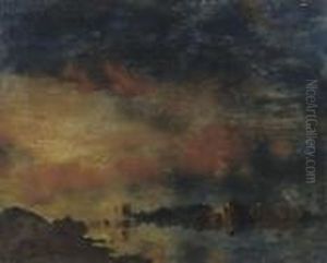 Avondstemming Aan De Ijssel Met
Een Gezicht Op Hattem: The River Ijssel With A View Of Hattum by Floris Verster