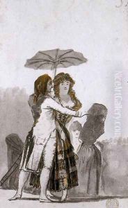 Couple with Parasol on the Paseo by Francisco Goya Fuendetodos