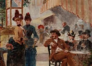 Pariser Boulevard-cafe-szene by Paul Vogler