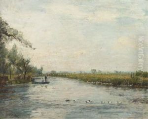 Paysage En Ete: Ducks On A River by Paul Vogler