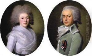 Portrait Of Prince Andrei
Andreevich Suvarov, Wearing The Medal Of St. George And The Medal Of St.
Vladimir; Portrait Of Princess Suvarov by Jean Louis Voille