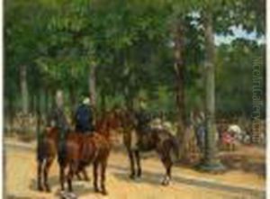 Rencontre Equestre Au Bois De Boulogne by Leon Joseph Voirin