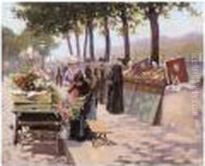 Sur Les Quais De La Seine by Leon Joseph Voirin