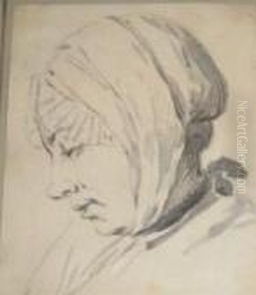 Study Of A Woman's Head In Profile - view 1