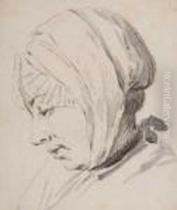 Study Of A Woman's Head In Profile by Pierre-Jacques Volaire