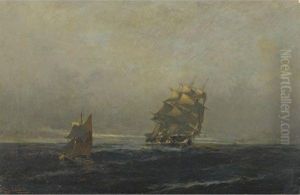 A Merchantman And Other Craft In Coastal Waters by Constantinos Volanakis