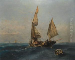 Fishing Boat In Choppy Waters by Constantinos Volanakis