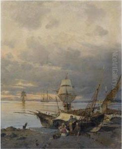 On The Shore by Constantinos Volanakis