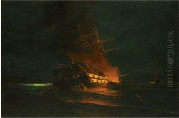 The Burning Of A Turkish Frigate - view 1