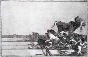 Unfortunate Events in the Front Seats of the Ring of Madrid by Francisco Goya Fuendetodos