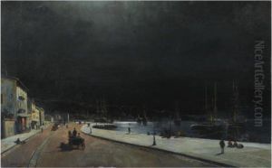 Evening Harbour by Constantinos Volanakis