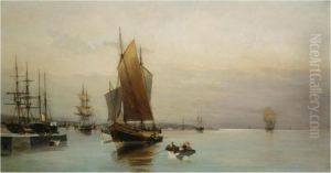 Ships Arriving At Port by Constantinos Volanakis