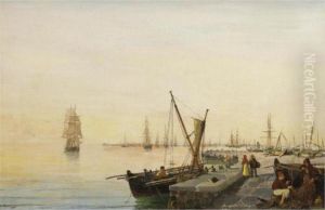 A Busy Harbour by Constantinos Volanakis