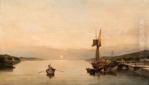 Sunset Over The Island Of Salamis by Constantinos Volanakis