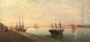 The Port Of Volos by Constantinos Volanakis