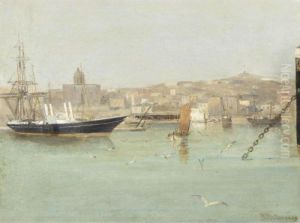 Port Of Pireaus by Constantinos Volanakis