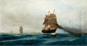 Steamship At Sea by Constantinos Volanakis