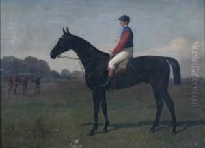 Jockey Auf Seinem Pferd In Weiter Landschaft by Emil Volkers
