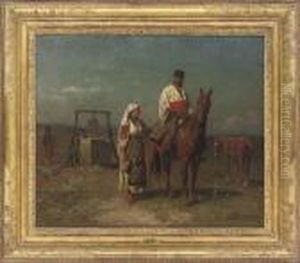 Romanian Peasants At The Well by Emil Volkers
