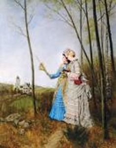 Due Dame In Campagna by Max Volkhart