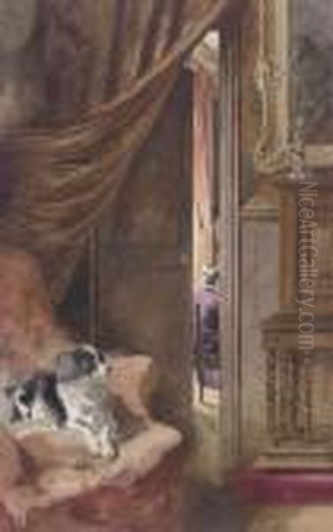 A Spaniel In An Interior - view 1