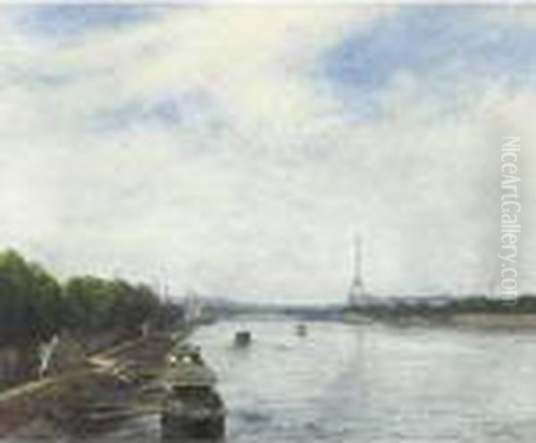 On The Seine, Paris, Eiffel Tower In The Distance - view 1