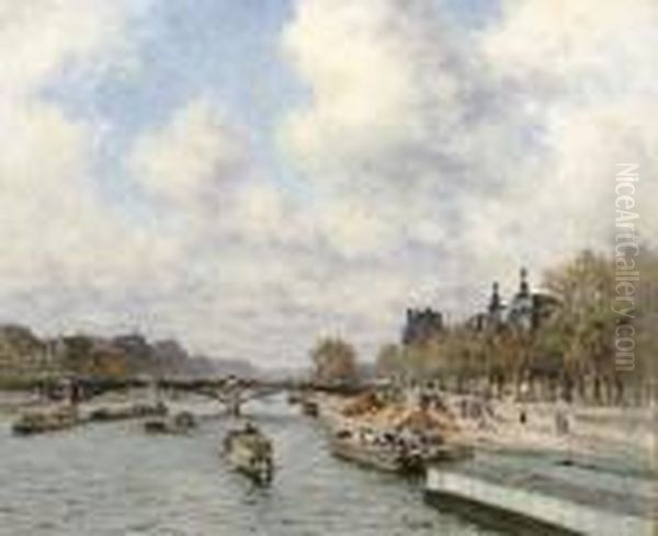 Le Pont Des Saints-peres With Peniches On The Seine - view 1