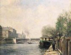 On The Banks Of The River Seine by Alexis Vollon