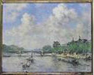 Paris, La Seine Au Louvre by Alexis Vollon
